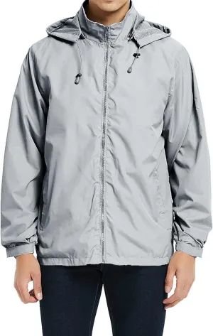 Mens Lightweight Windbreaker Jacket Waterproof Rain Jacket with Hood Soft Shell Jacket