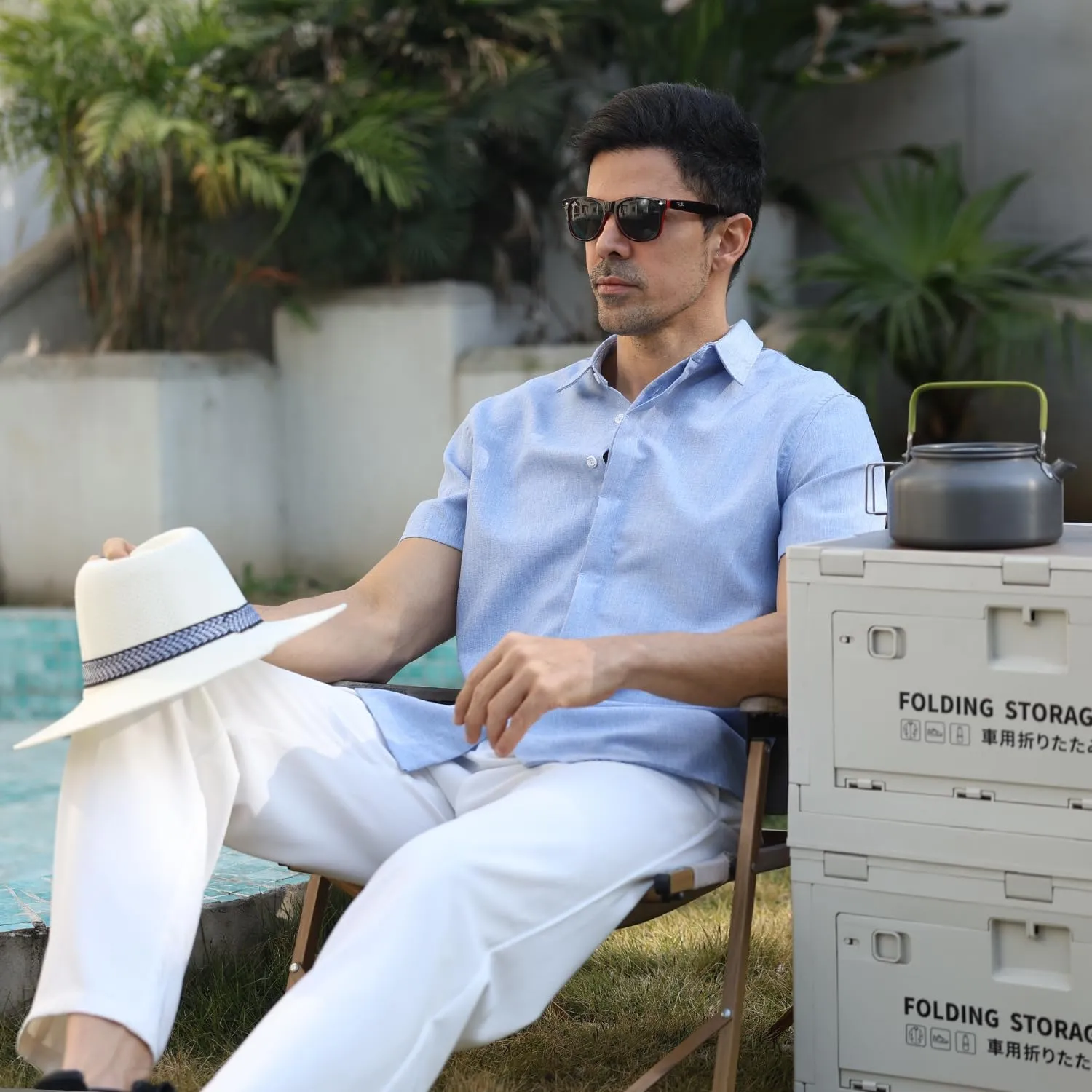 Men's Linen Shirt Short Sleeve Casual Cotton Hawaiian Shirt Men Button Up Summer Beach Dress Tropical Vacation Shirt