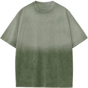 Men's Oversized Cotton t Shirt Gradient Washed Vintage Tee Casual Summer Short Sleeve Loose Fit Tops