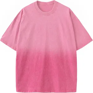 Men's Oversized Cotton t Shirt Gradient Washed Vintage Tee Casual Summer Short Sleeve Loose Fit Tops