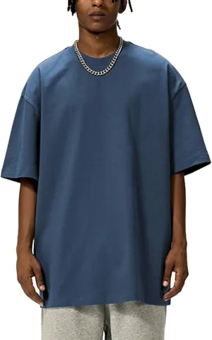 Men's Oversized Cotton t Shirt Heavyweight Tee Casual Crew Neck Short Sleeve Loose Summer Basic Tops