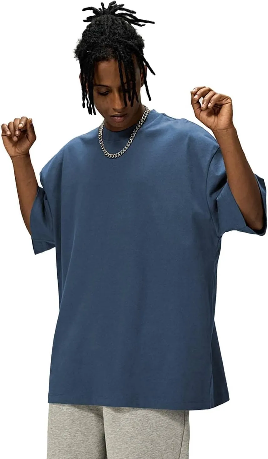 Men's Oversized Cotton t Shirt Heavyweight Tee Casual Crew Neck Short Sleeve Loose Summer Basic Tops