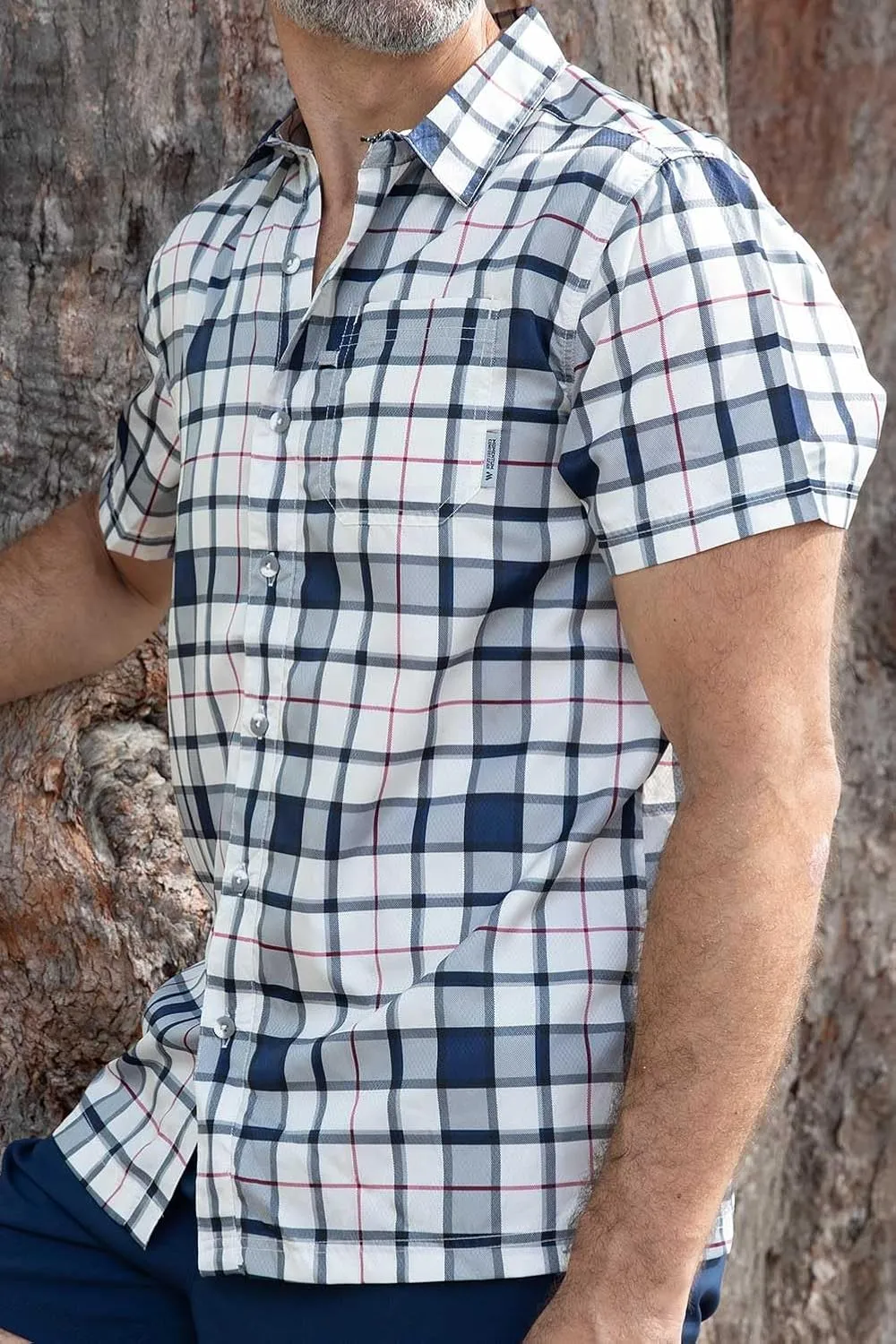 Men's Performance Short Sleeve Button Up Quick Dry Shirt 50  UPF Fishing Shirt