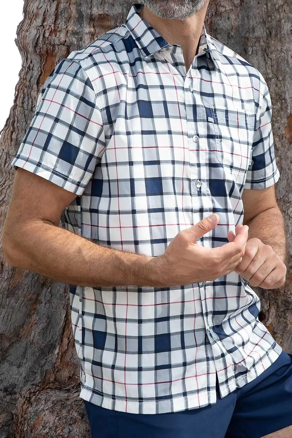 Men's Performance Short Sleeve Button Up Quick Dry Shirt 50  UPF Fishing Shirt
