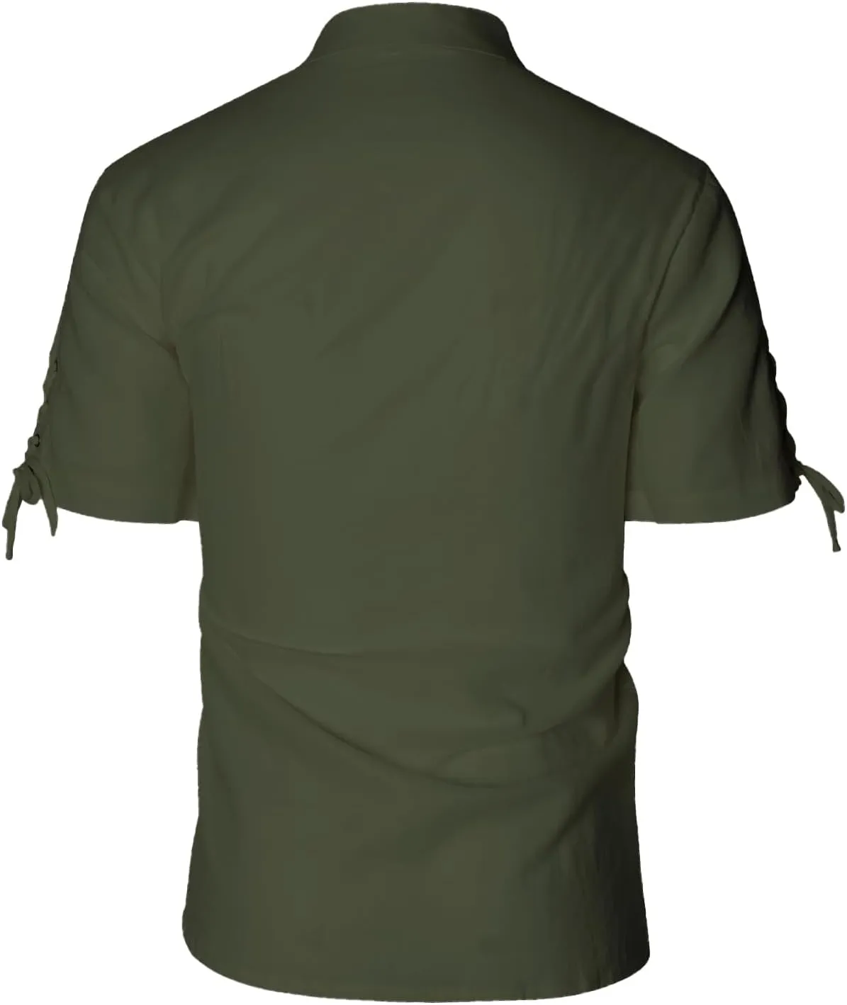 Men's Pirate Shirt Renaissance Medieval Viking Shirt Linen Short Sleeve Lace Up Top Halloween Costume