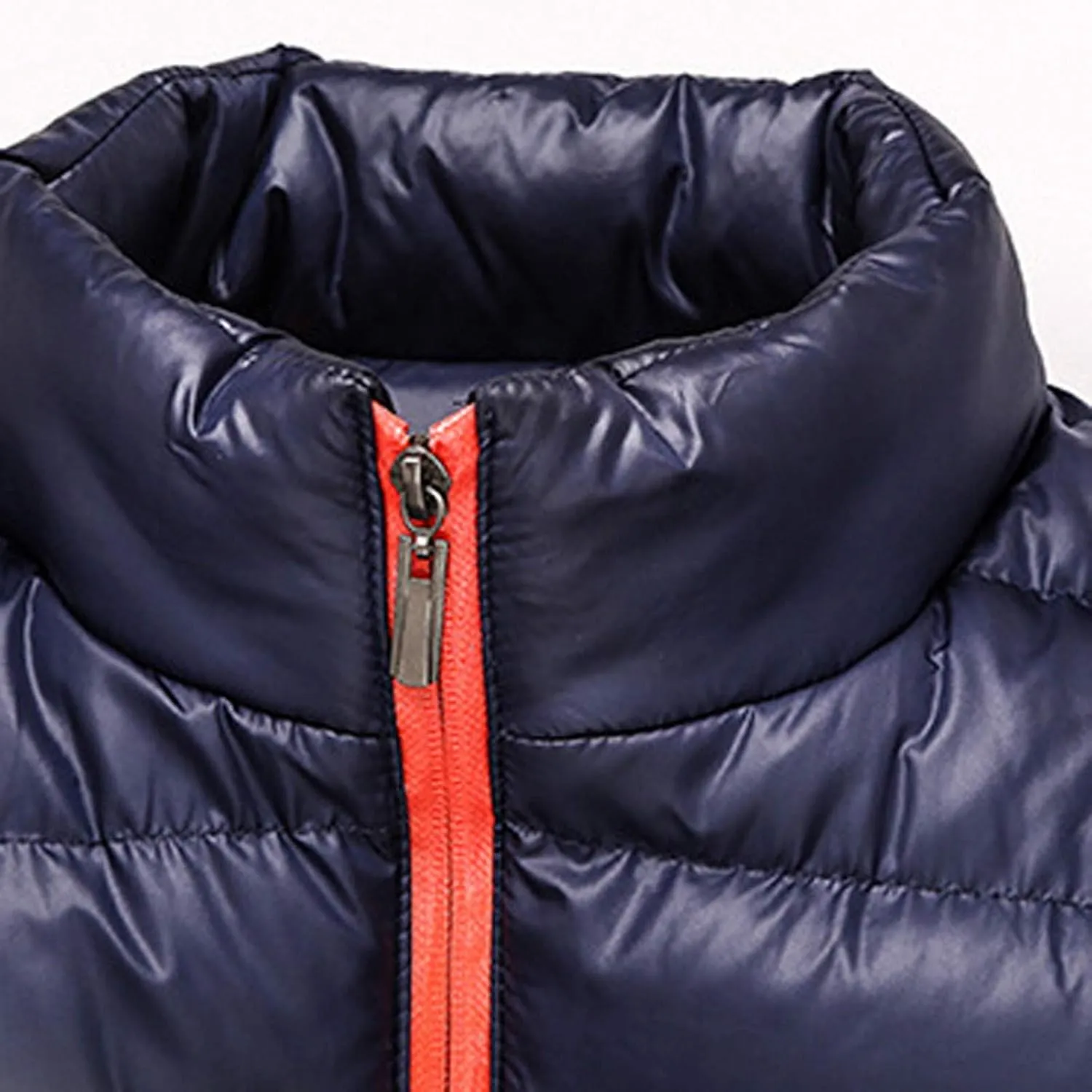 Mens Puffer Jacket No Hood Winter Casual Thermal Quilted Outerwear Coat Lightweight Solid Color Down Jacket