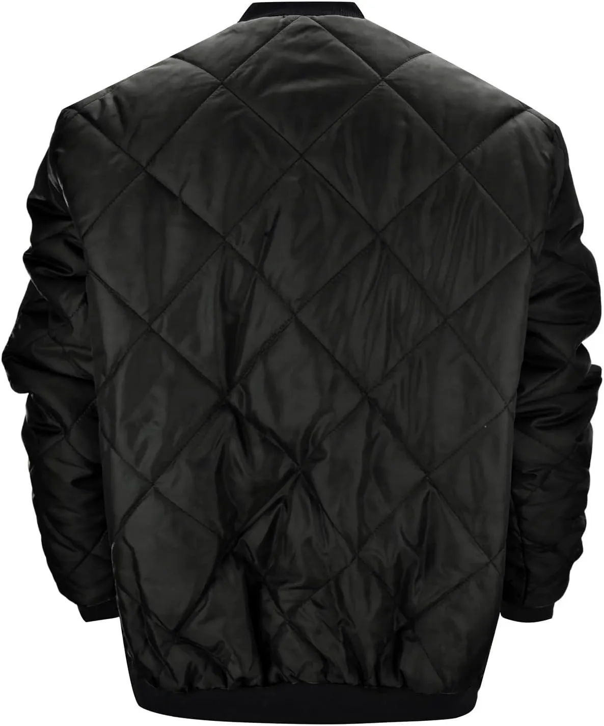 Men's Rhombic Cotton-Padded Jacket Solid Color Loose Jacket Arm Zipper Coat Warm Autumn Winter