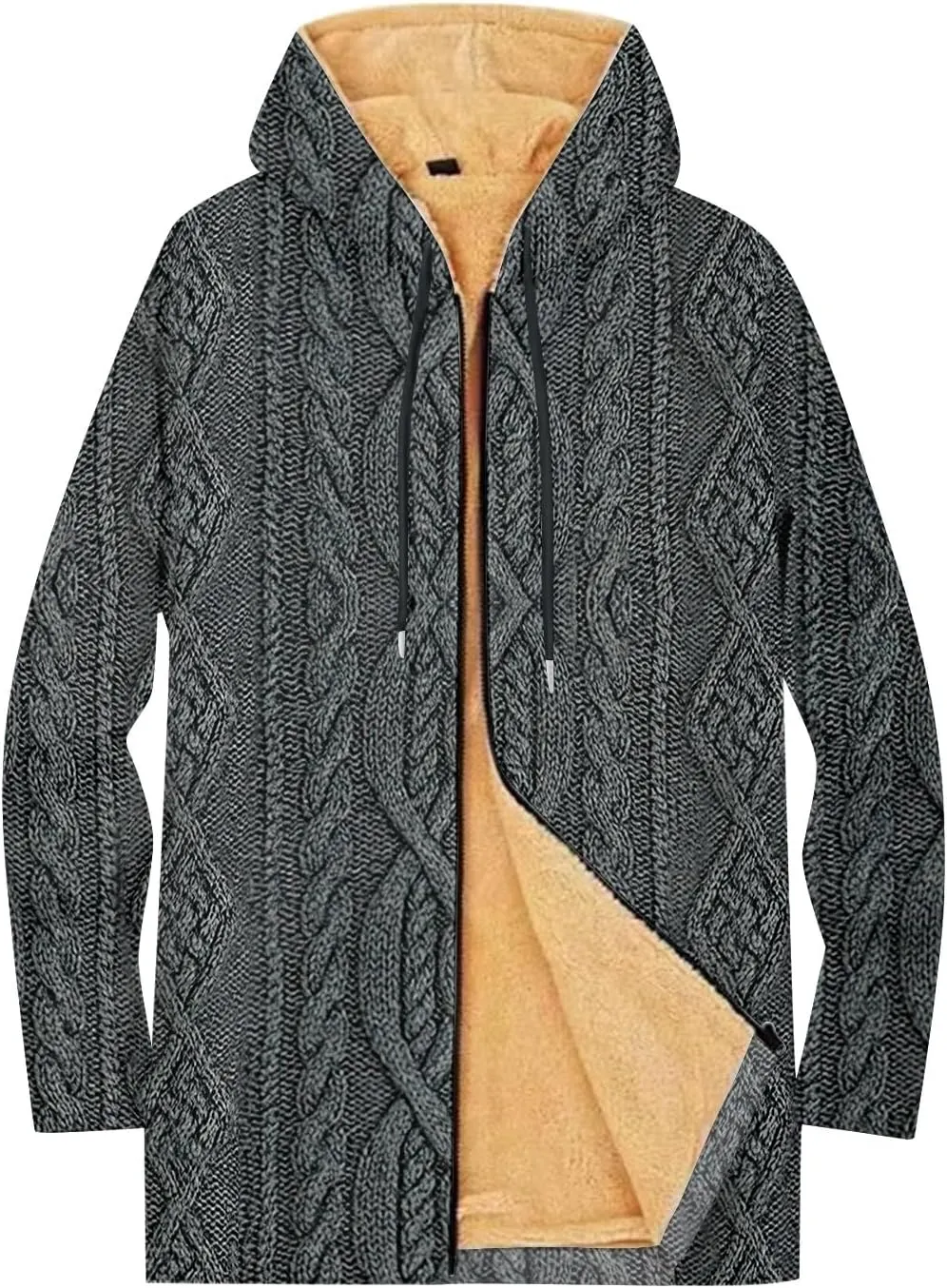 Mens Sherpa Hoodie Full-Zip Heavyweight Casual Hooded Warm Thick Thermal Hoodies