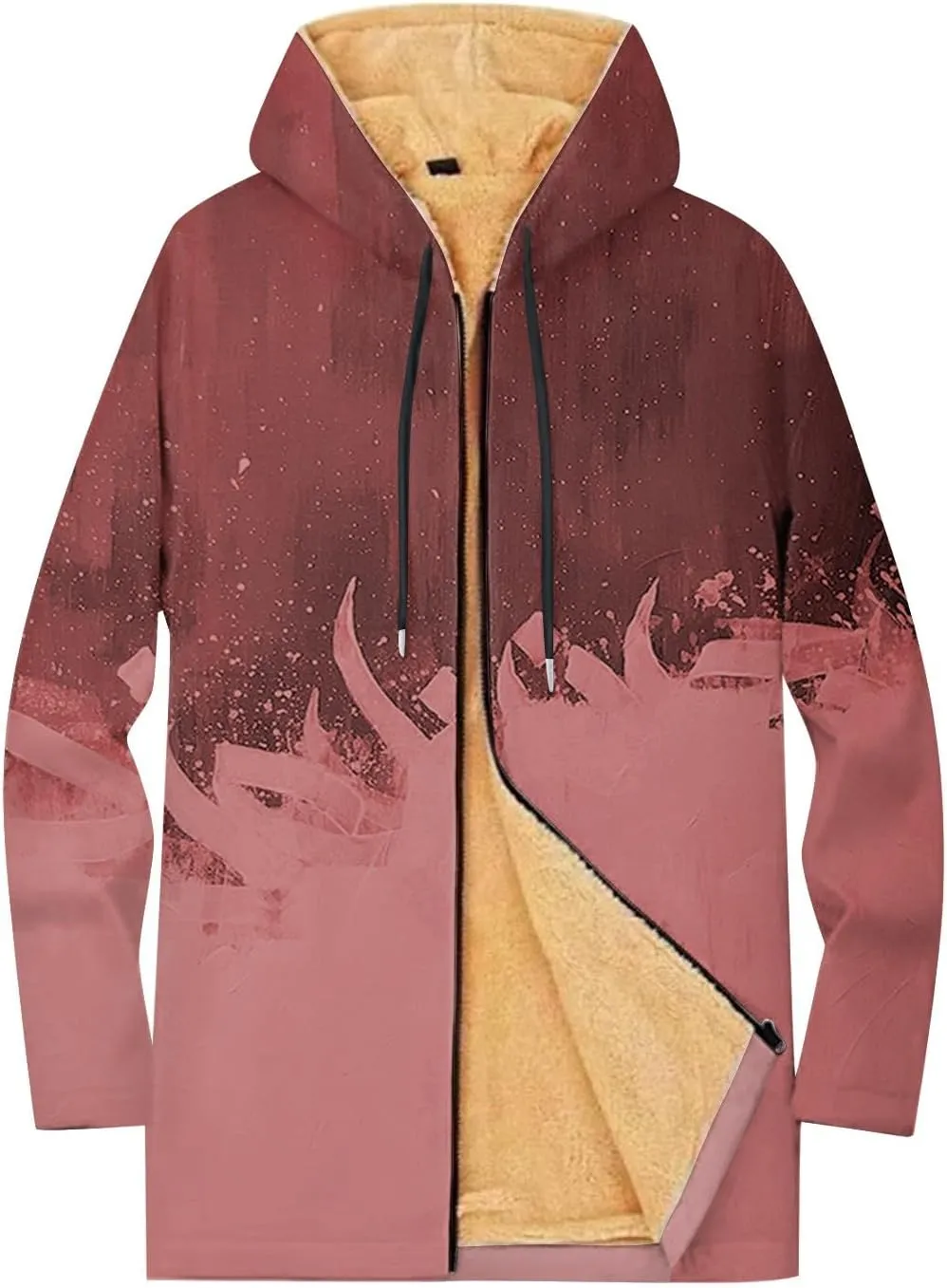 Mens Sherpa Hoodie Full-Zip Heavyweight Casual Hooded Warm Thick Thermal Hoodies