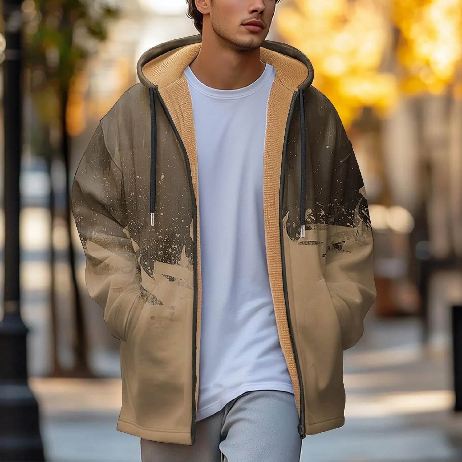 Mens Sherpa Hoodie Full-Zip Warm Heavyweight Hooded Thermal Fleece Thick Sweatshirt