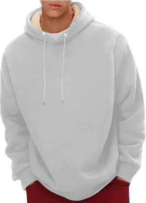 Men's Sherpa Hoodie Pullover Winter Thick Warm Fleece Lined Hoodies Athletic Sweatshirts