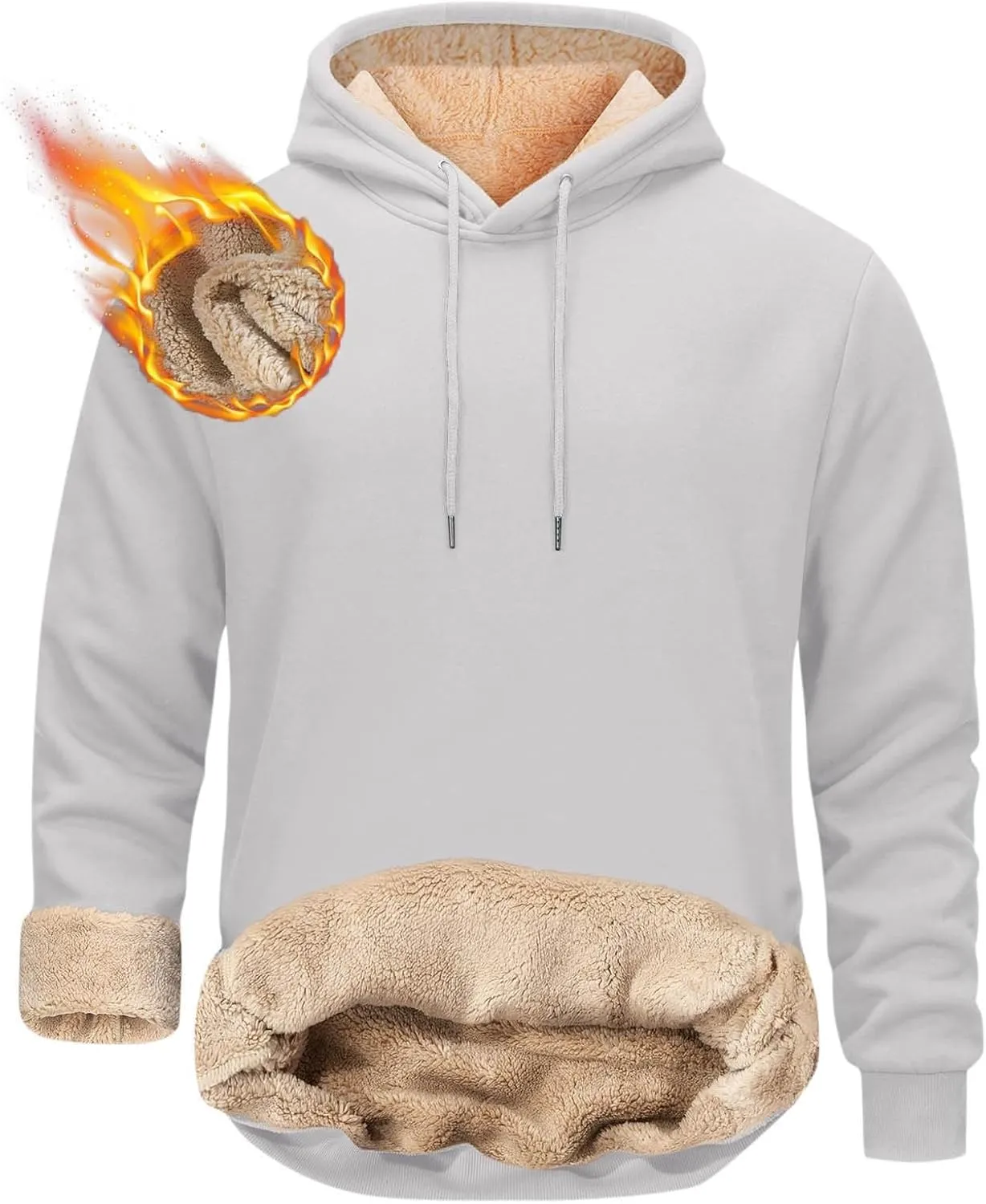 Men's Sherpa Hoodie Pullover Winter Thick Warm Fleece Lined Hoodies Athletic Sweatshirts