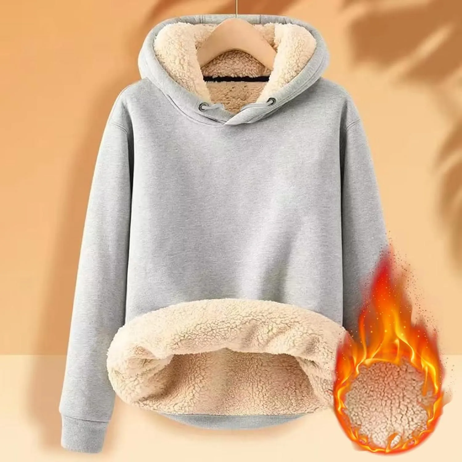 Men's Sherpa Hoodie Pullover Winter Thick Warm Fleece Lined Hoodies Athletic Sweatshirts
