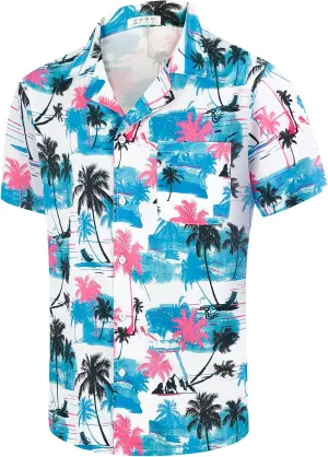 Men's Short Sleeve Hawaiian Shirt Quick Dry Loose Fit, Floral Print Tropical Cruise Beach Button Down Graffiti Aloha