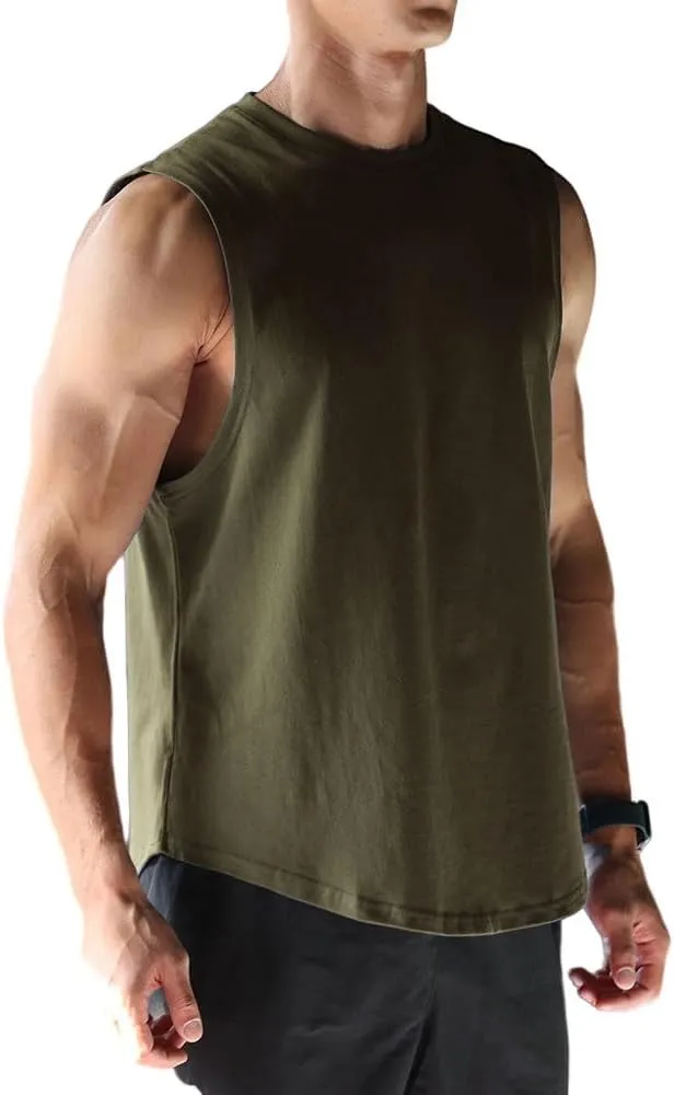 Men's Sleeveless Sports T-Shirt Quick Dry Cotton Muscle Shirt Casual Sports Tank top