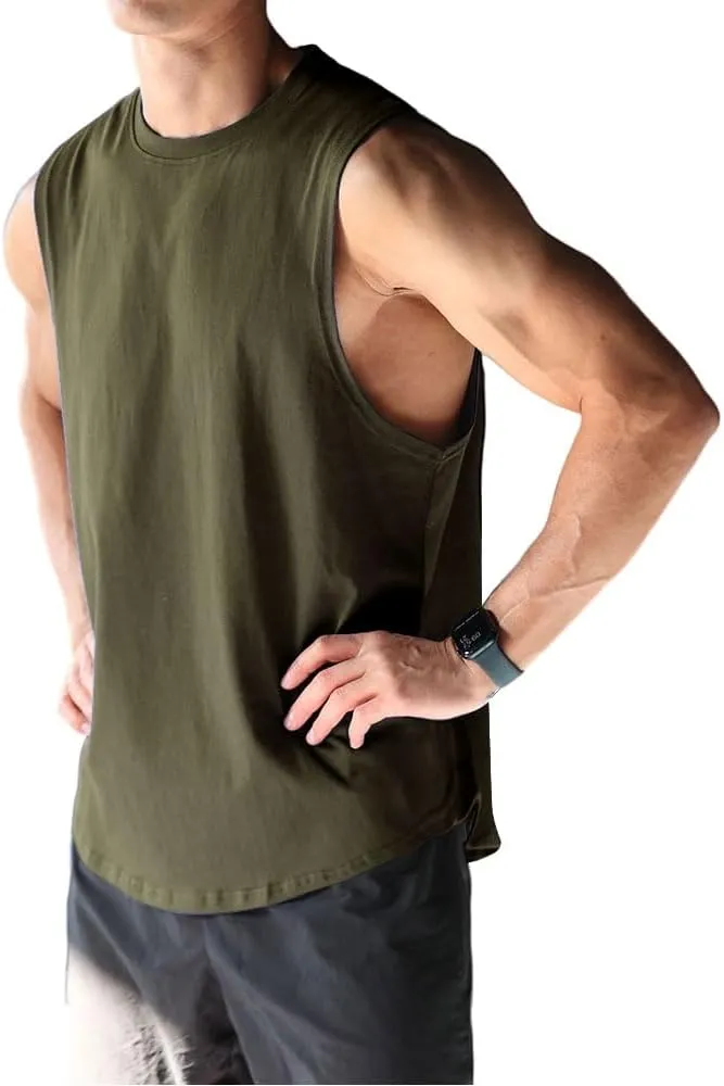 Men's Sleeveless Sports T-Shirt Quick Dry Cotton Muscle Shirt Casual Sports Tank top