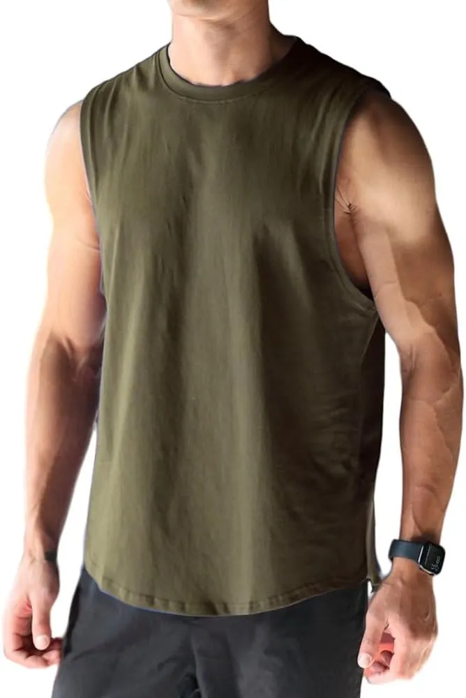 Men's Sleeveless Sports T-Shirt Quick Dry Cotton Muscle Shirt Casual Sports Tank top