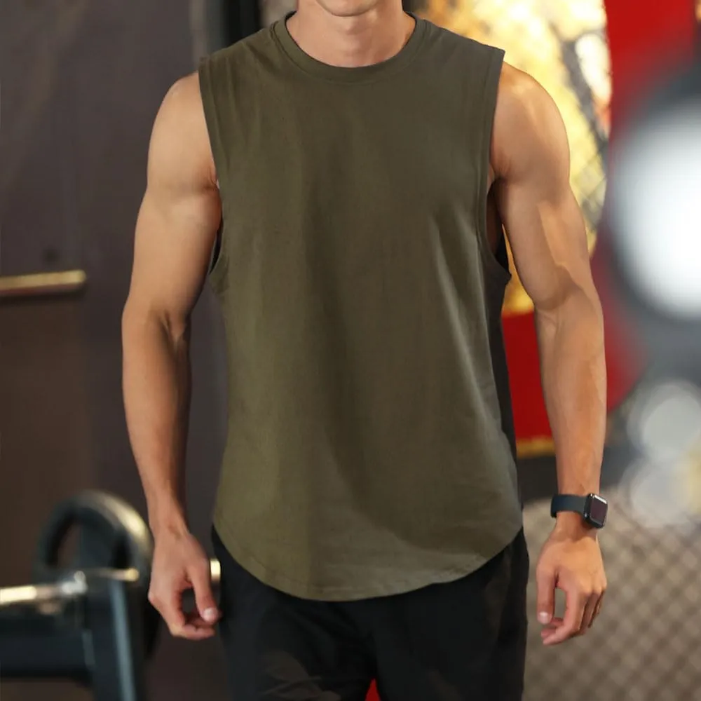 Men's Sleeveless Sports T-Shirt Quick Dry Cotton Muscle Shirt Casual Sports Tank top