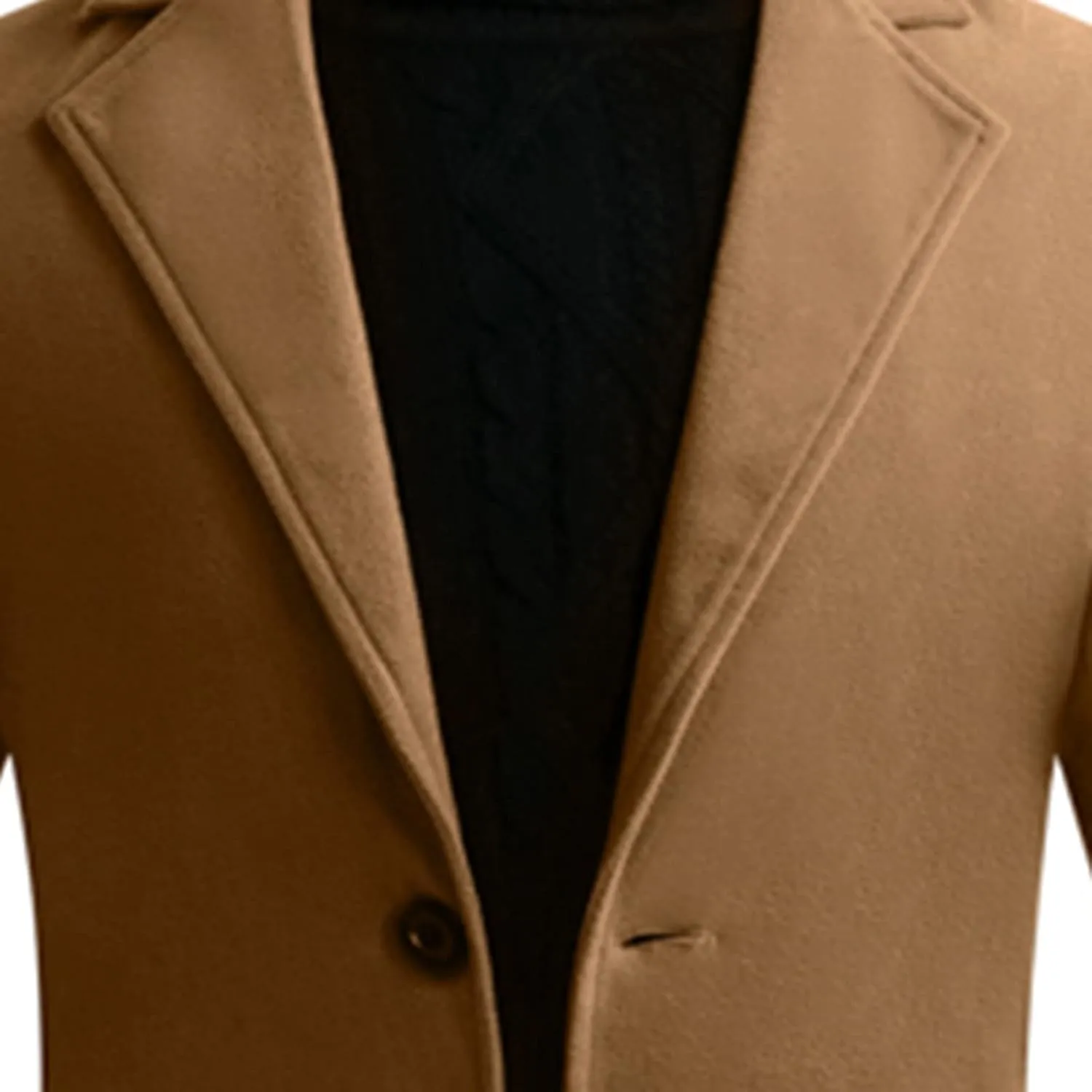 Mens Trench Coats Mid Long Single Breasted Pea Coat Casual Winter Business Casual Slim Fit Wool Jacket Warm Overcoat