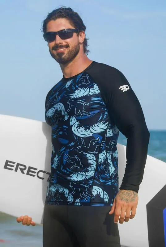 Men's UPF 50  Long Sleeve Rashguard Shirt Sun Protection Beach Swim Shirt Quick Dry Surfing Shirt