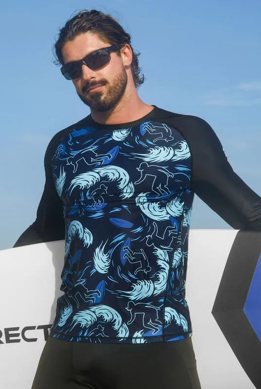 Men's UPF 50  Long Sleeve Rashguard Shirt Sun Protection Beach Swim Shirt Quick Dry Surfing Shirt
