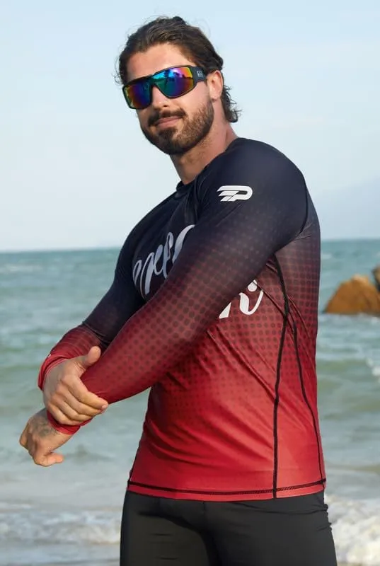 Men's UPF 50  Long Sleeve Rashguard Shirt Sun Protection Beach Swim Shirt Quick Dry Surfing Shirt