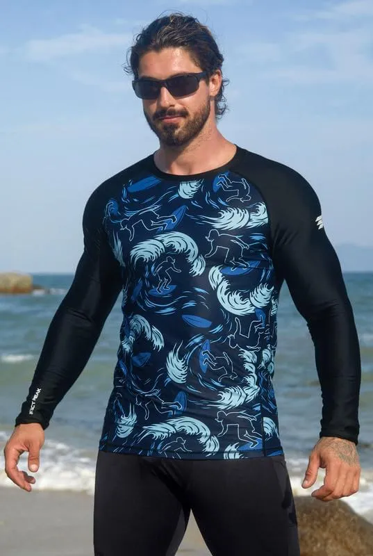 Men's UPF 50  Long Sleeve Rashguard Shirt Sun Protection Beach Swim Shirt Quick Dry Surfing Shirt