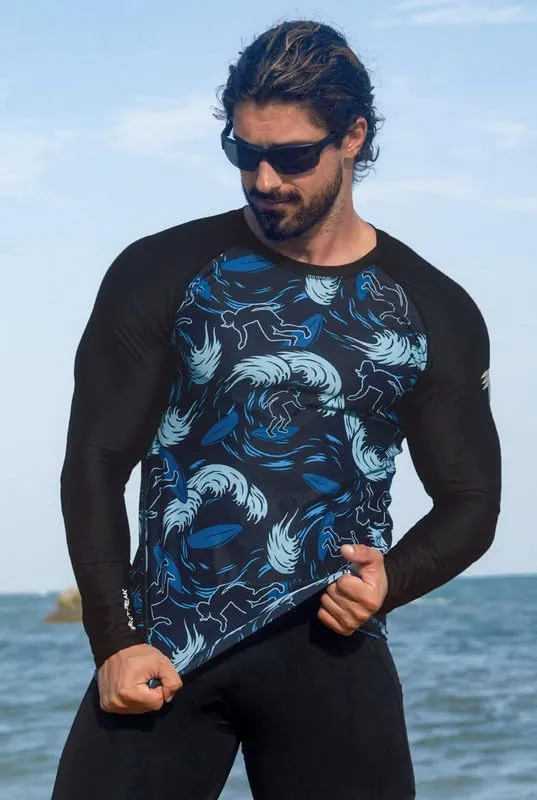 Men's UPF 50  Long Sleeve Rashguard Shirt Sun Protection Beach Swim Shirt Quick Dry Surfing Shirt