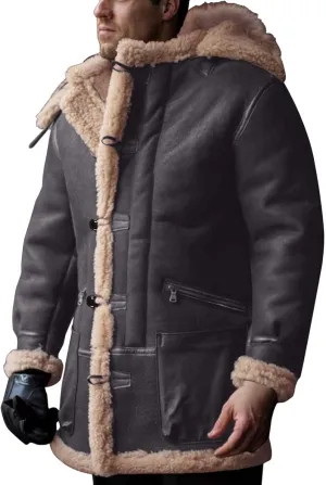 Men'S Winter Coats With Hood Fleece Button Down Coat Heated Thick Waterproof Casual Vintage Oversized Jacket