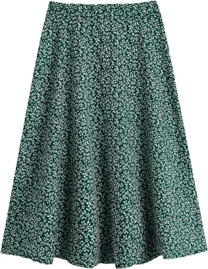 Milumia Girl's Cute Summer Boho Ditsy Floral High Waisted A Line Flare Midi Skirt Flowy Long Skirt