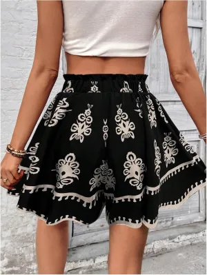 Milumia Women's Ditsy Floral Elastic Waist Skort Ruffle Hem Boho Short Skirt Skorts