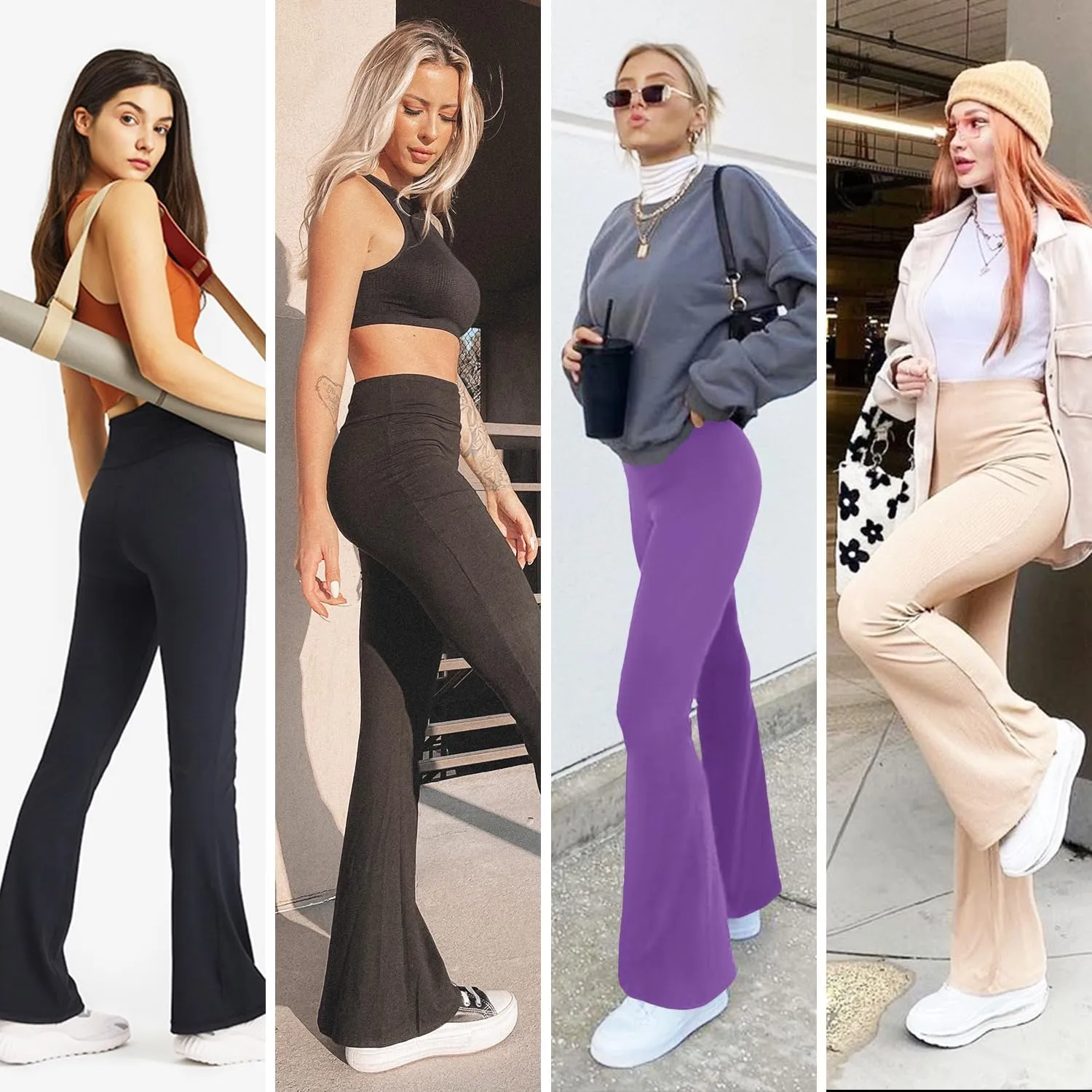 MOREFEEL Womens Bootcut Yoga Pants - Flare Leggings for Women High Waisted Active Leggings Workout Lounge Jazz Dress Pants