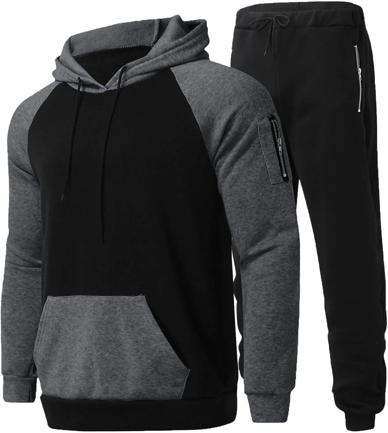 Muscularfit Mens Big and Tall Hoodies Pullover Color Block Long Sleeve Gym Workout Hoodies Casual Lightweight Sweatshirt 2023