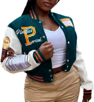NIFTRIRY Varsity Jacket Women Patch Casual Jacket Cropped Jacket Leather Jacket Women Festival Outfits for Women