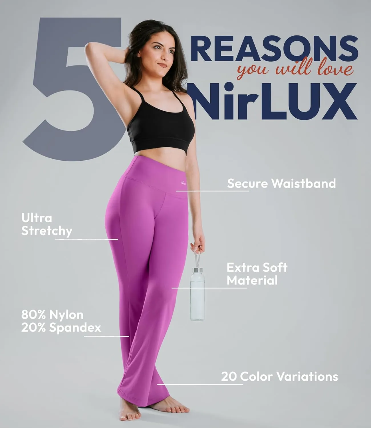NirLUX Bootcut Yoga Pants - Soft Leggings for Women Regular & Plus Size Womens Leggings Tummy Control for Gym & Yoga