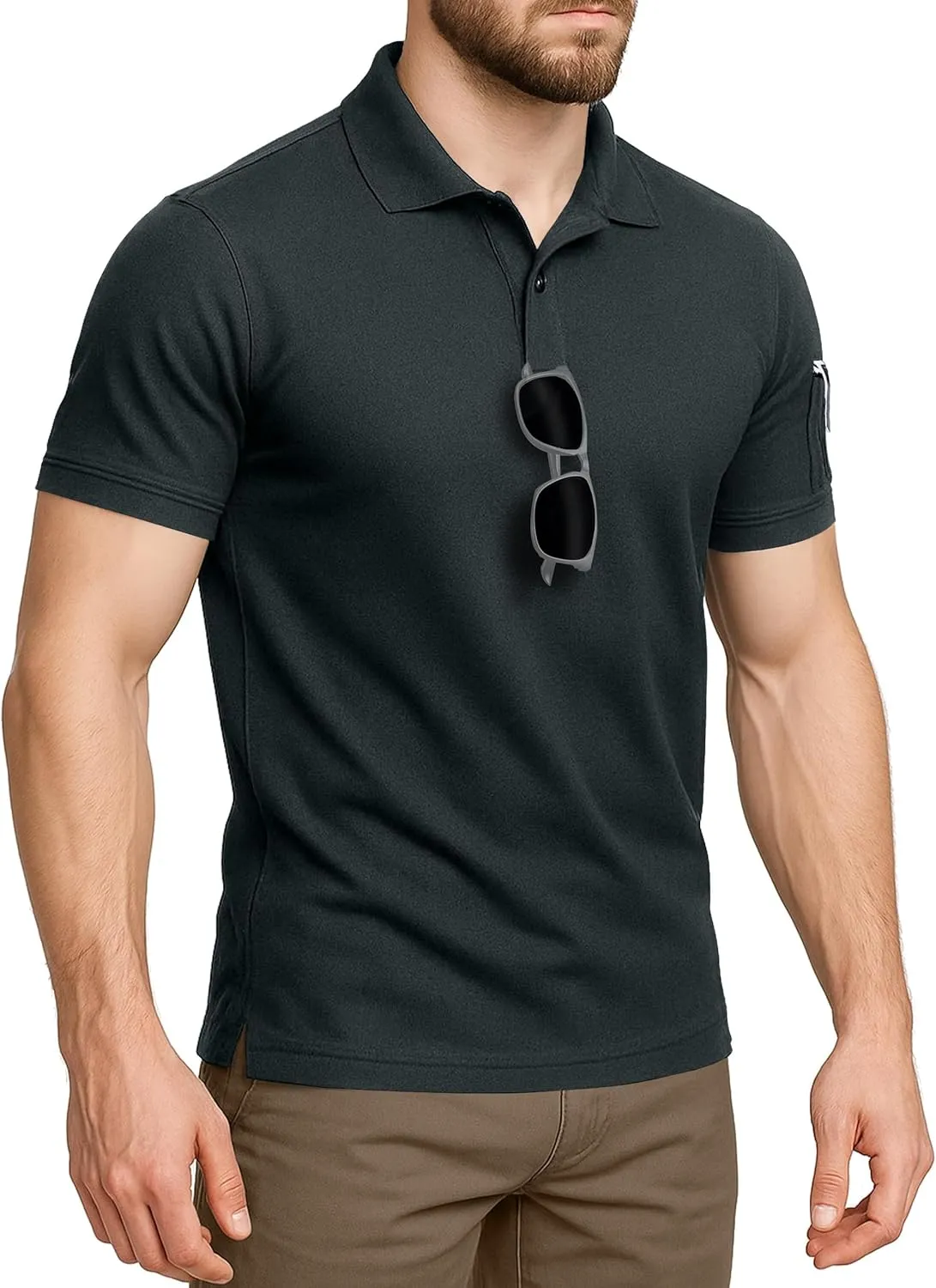 NY Threads Mens Polo Shirt Short Sleeves Quick Dry Performance Tactical Pique Jersey Golf Shirt