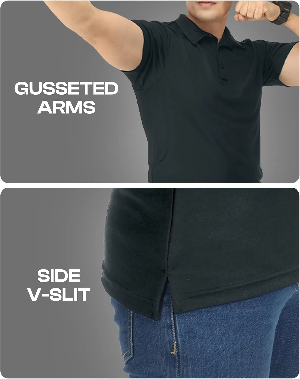 NY Threads Mens Polo Shirt Short Sleeves Quick Dry Performance Tactical Pique Jersey Golf Shirt