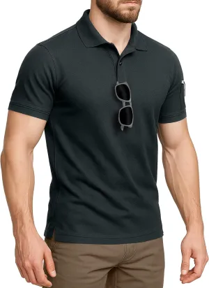 NY Threads Mens Polo Shirt Short Sleeves Quick Dry Performance Tactical Pique Jersey Golf Shirt