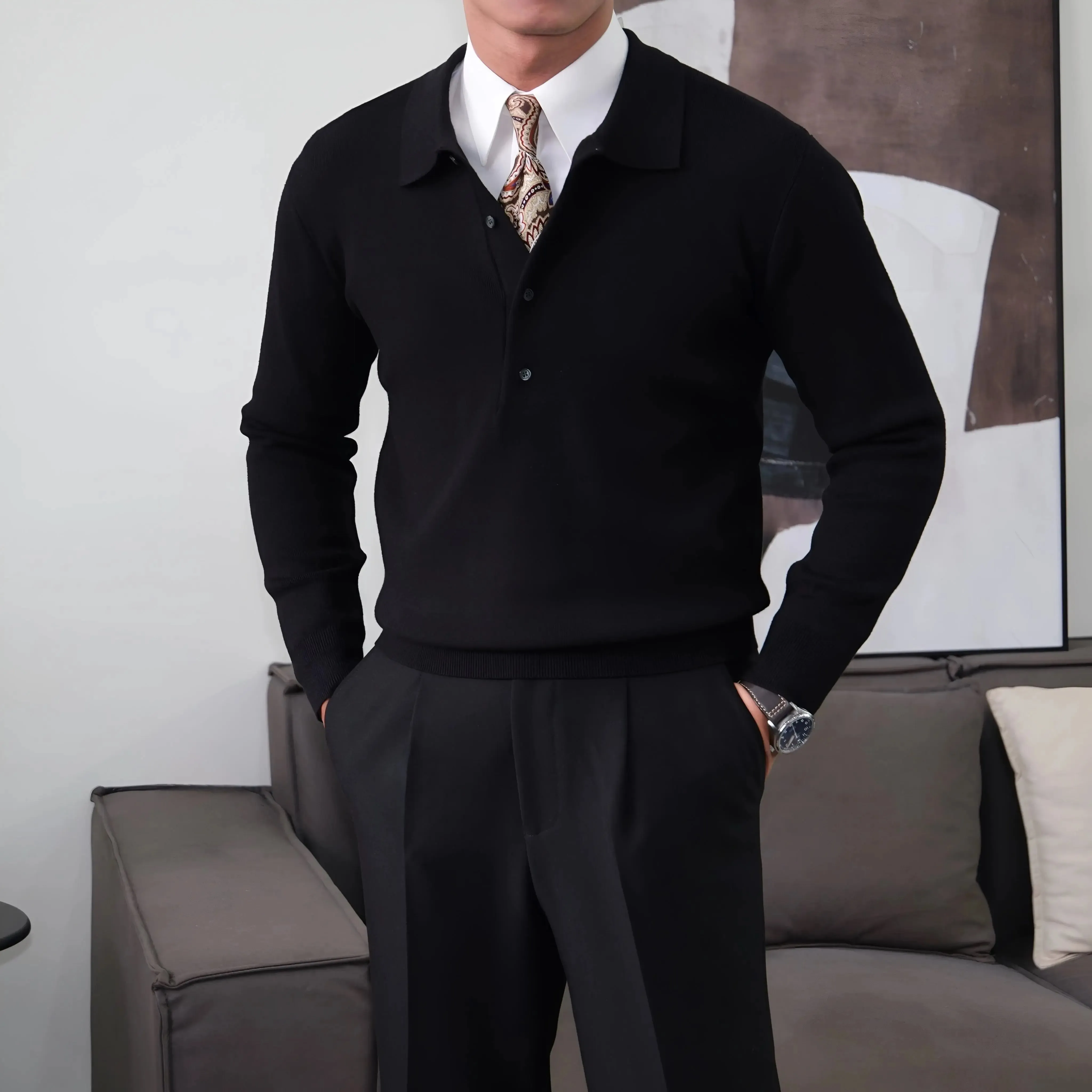Old Money Knit Polo Sweater - Cross & Crown
