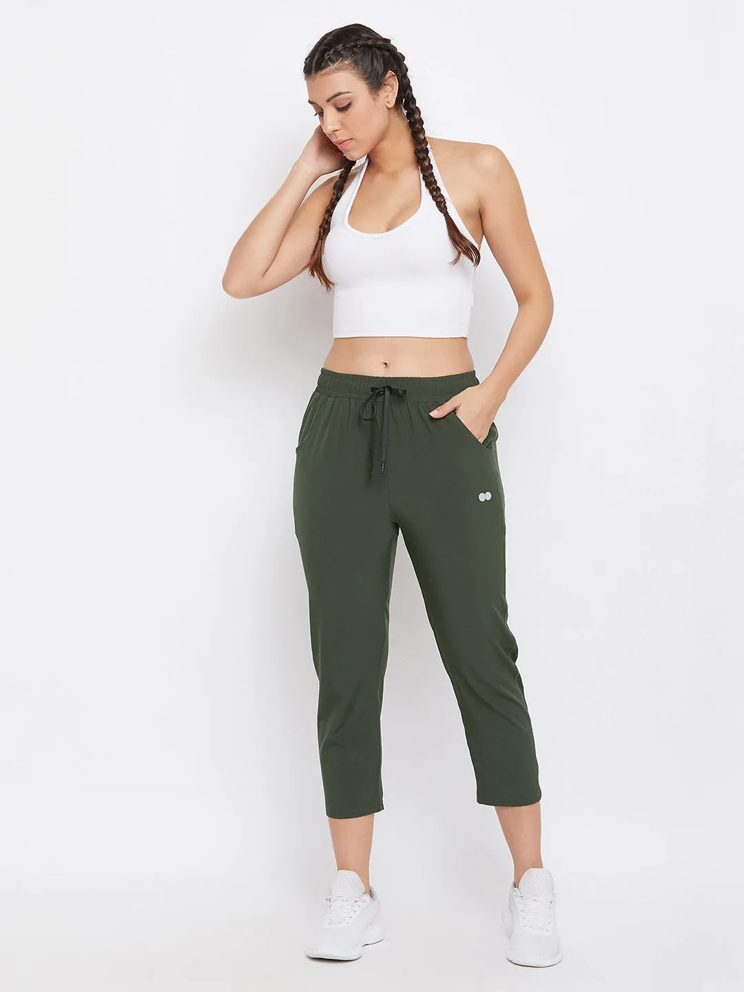 Olive Green Comfort Fit Angle-Length Jogger