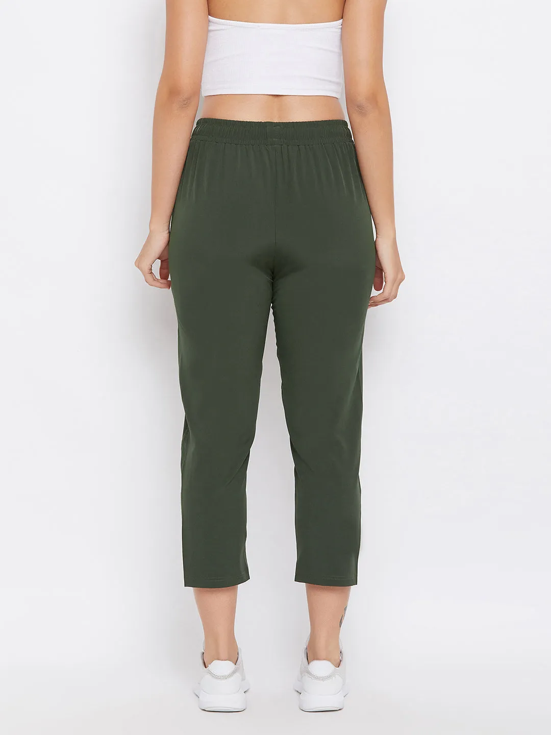 Olive Green Comfort Fit Angle-Length Jogger