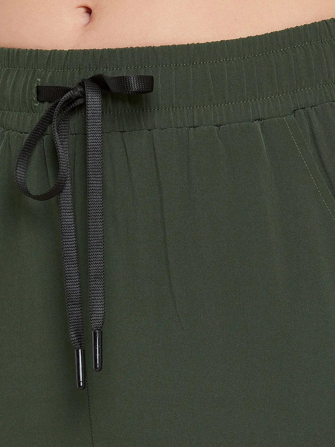 Olive Green Comfort Fit Angle-Length Jogger