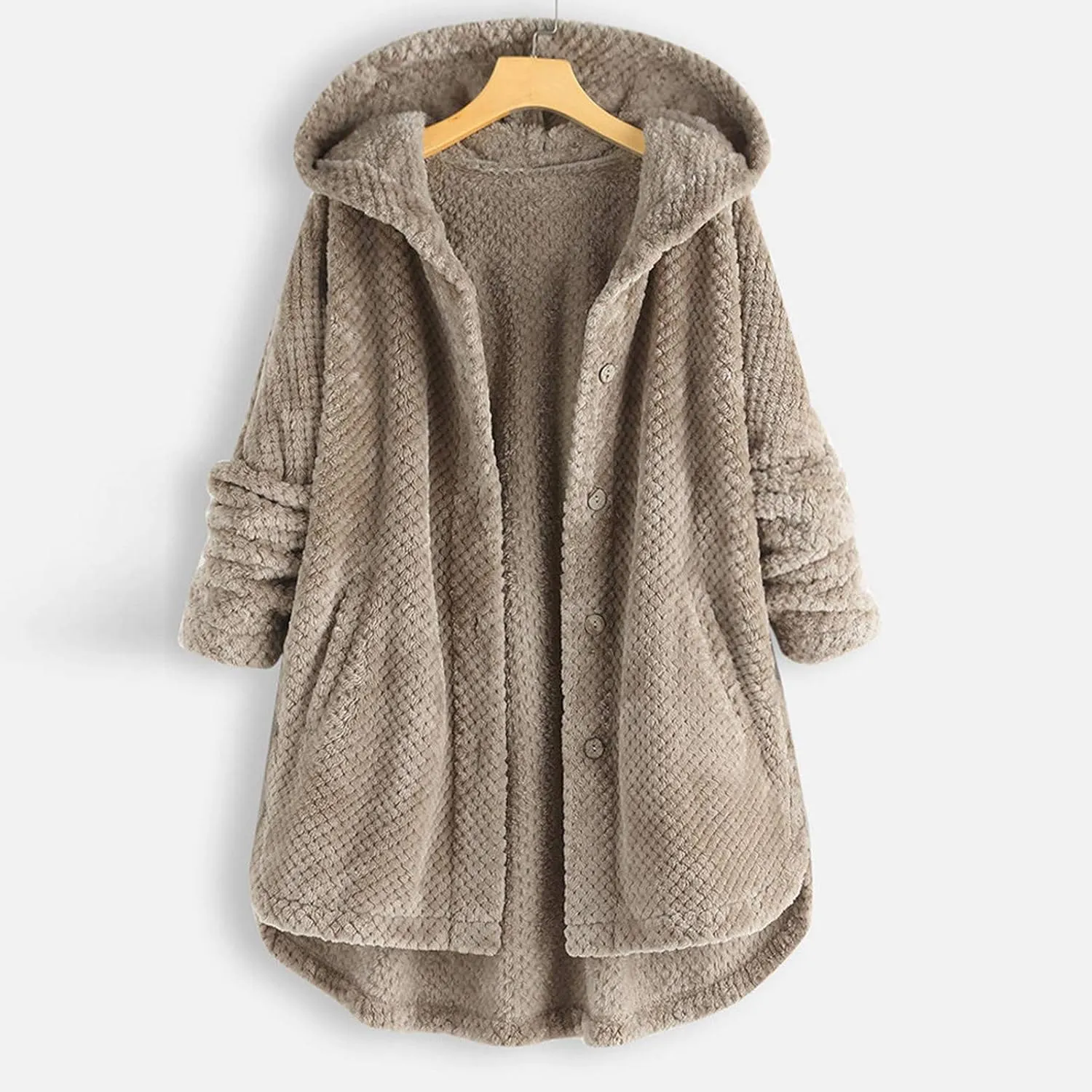 Outdoor Outerwear Long Hooded Button Sleeve Plus Size Women Women'S Coat with Hood Hiking Jacket Women Plus Size