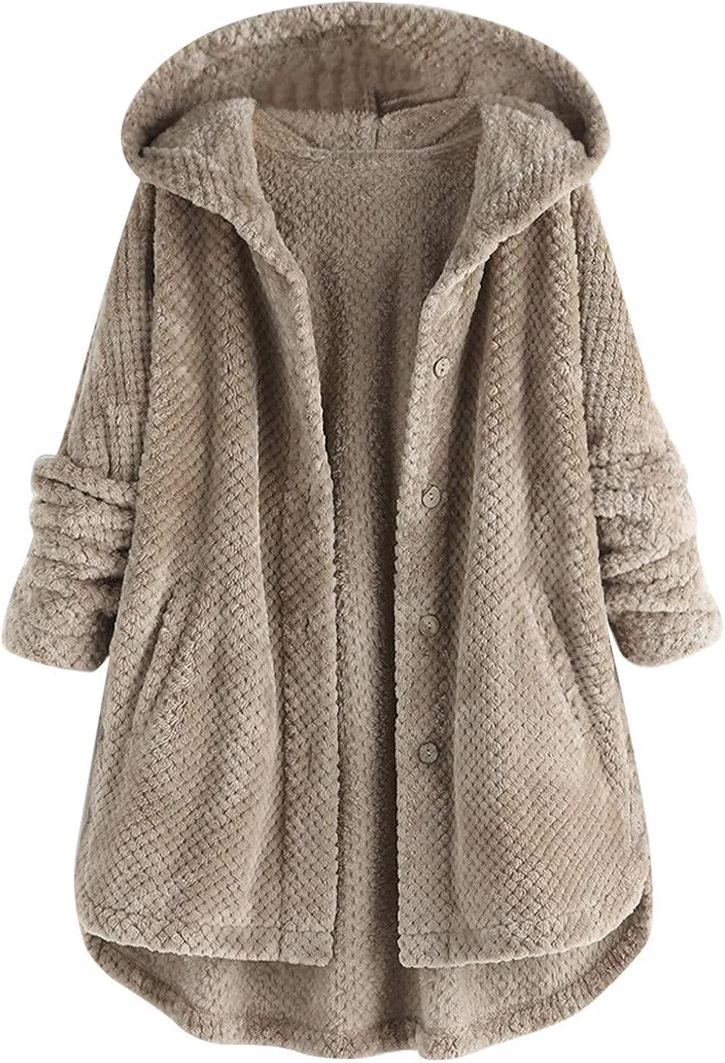 Outdoor Outerwear Long Hooded Button Sleeve Plus Size Women Women'S Coat with Hood Hiking Jacket Women Plus Size