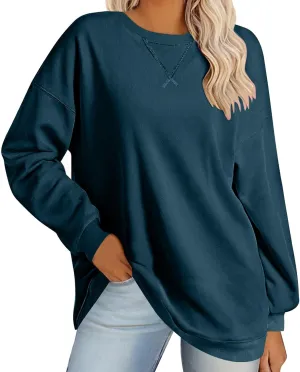 Oversized Crewneck Sweatshirt For Women Fall Fashion 2024 Casual Loose Soft Pullover Tops Long Sleeve y2k Clothes