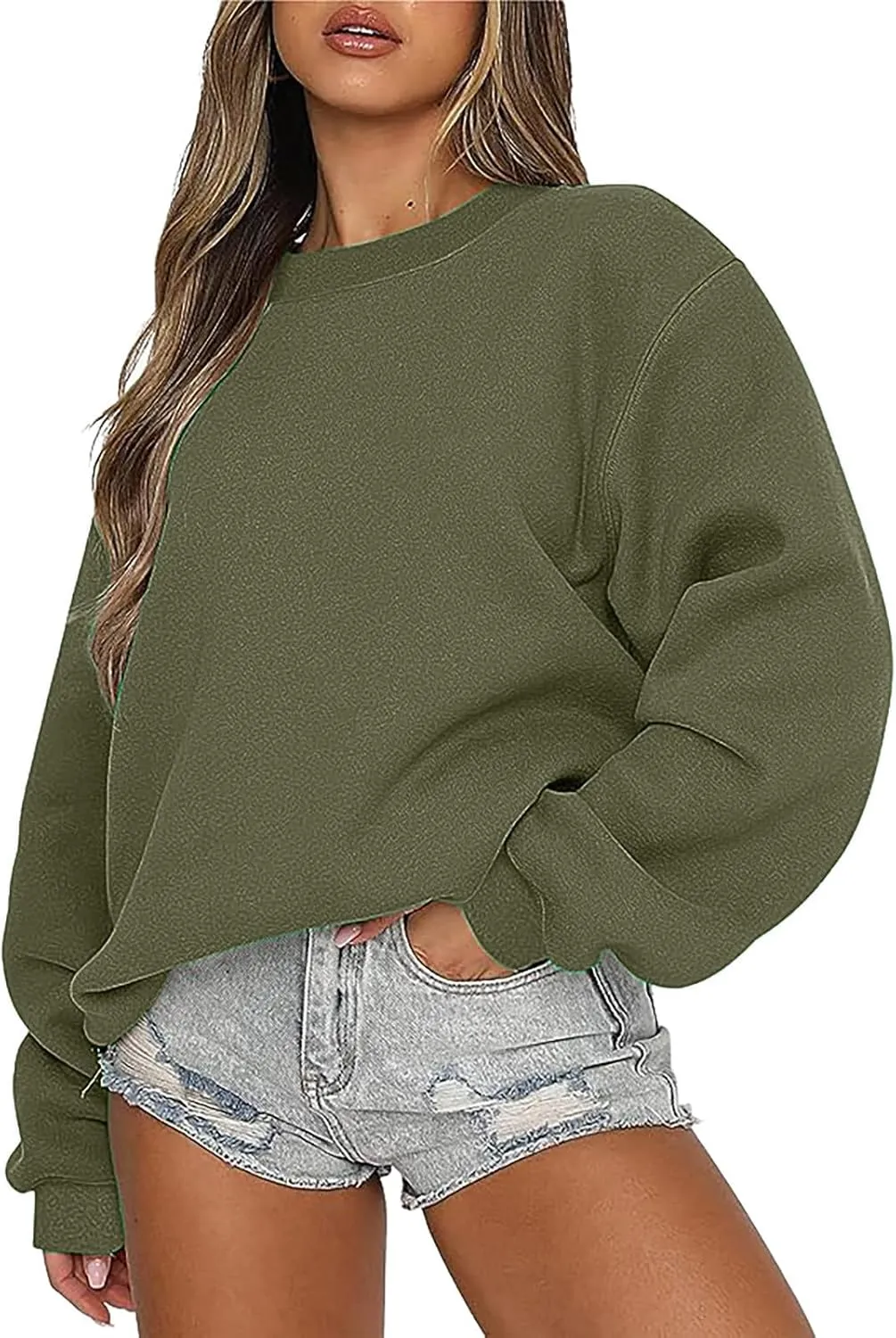 Oversized Crewneck Sweatshirt Women Fall Fashion 2023 Long Sleeve Drop Shoulder Hoodie Sweatshirts Casual Pullover Tops