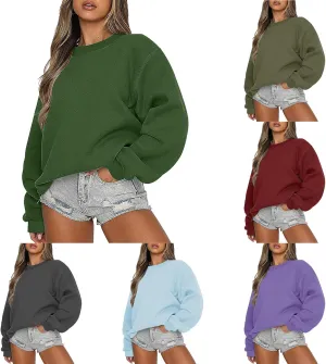 Oversized Crewneck Sweatshirt Women Fall Fashion 2023 Long Sleeve Drop Shoulder Hoodie Sweatshirts Casual Pullover Tops