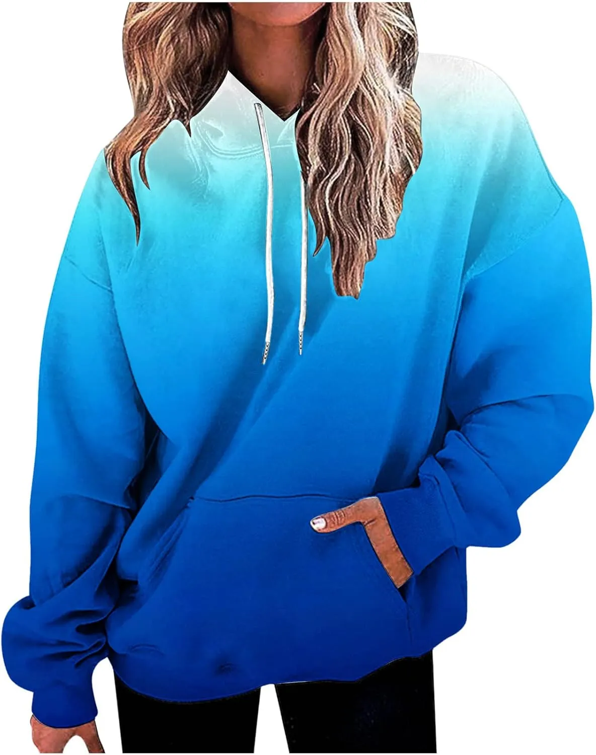 Oversized Hoodies For Women Fall Fashion 2023 Drop Shoulder Long Sleeve Hooded Sweatshirt Gradient Color y2k Clothes