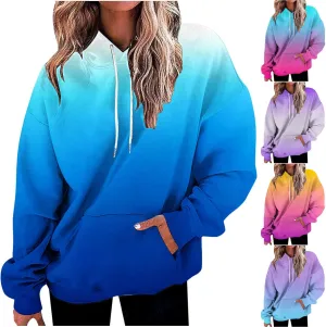 Oversized Hoodies For Women Fall Fashion 2023 Drop Shoulder Long Sleeve Hooded Sweatshirt Gradient Color y2k Clothes