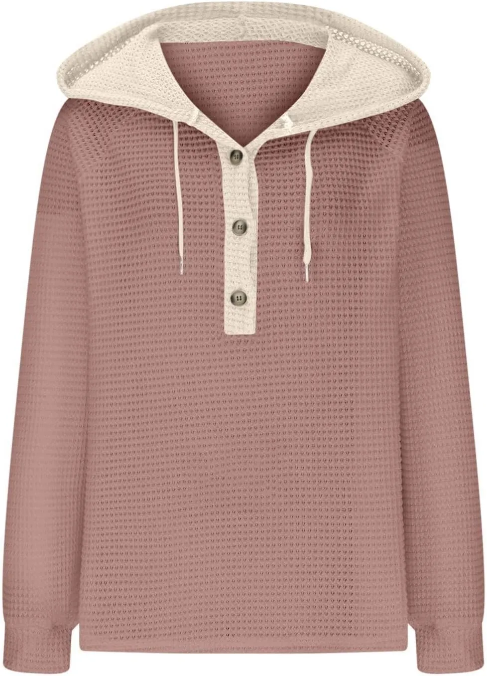 Oversized Hoodies for Women Soft V Neck Waffle Knit Hooded Sweatshirt Lightweight Fall Long Sleeve Pullover Sweaters